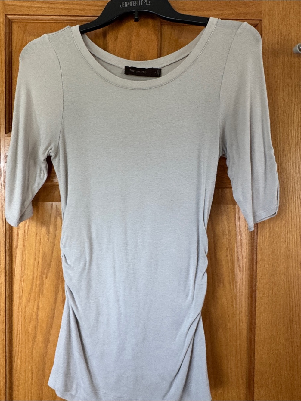The Limited Women's Taupe Short Sleeve Top with Ruching, Size S